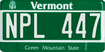 VT license plate NPL447