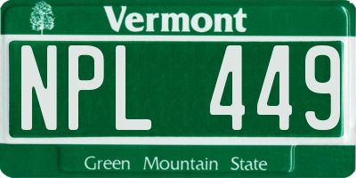 VT license plate NPL449