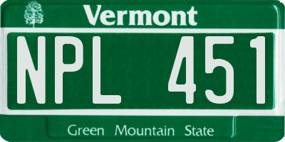 VT license plate NPL451