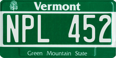 VT license plate NPL452
