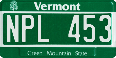 VT license plate NPL453