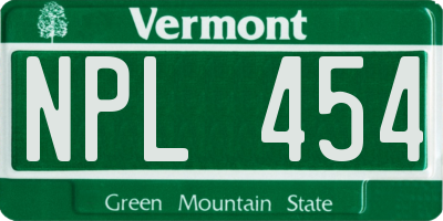 VT license plate NPL454