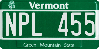 VT license plate NPL455