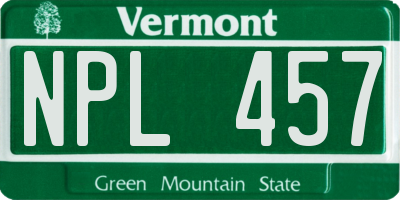 VT license plate NPL457
