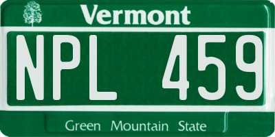 VT license plate NPL459