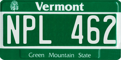VT license plate NPL462