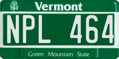 VT license plate NPL464