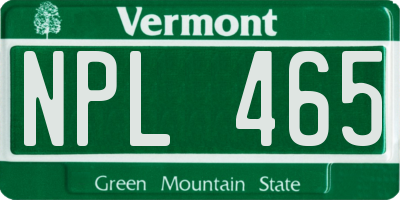 VT license plate NPL465