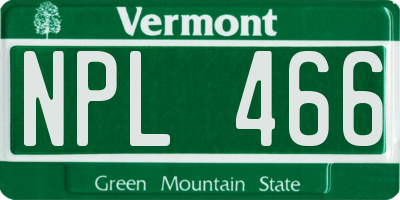 VT license plate NPL466