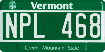 VT license plate NPL468