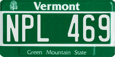 VT license plate NPL469