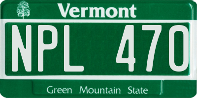 VT license plate NPL470