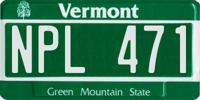 VT license plate NPL471
