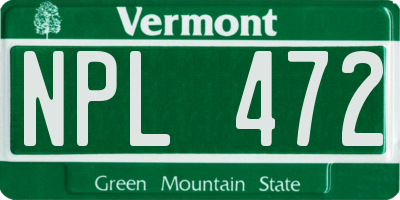 VT license plate NPL472