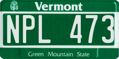 VT license plate NPL473