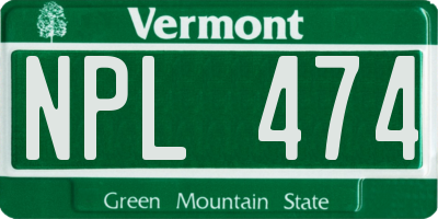 VT license plate NPL474