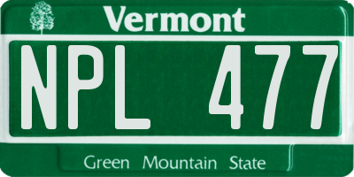 VT license plate NPL477