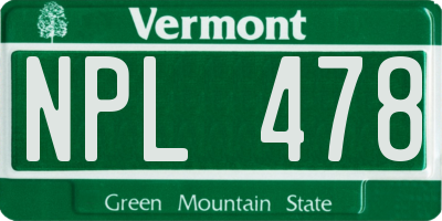 VT license plate NPL478