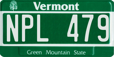 VT license plate NPL479