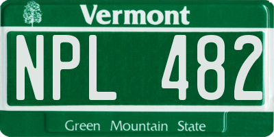 VT license plate NPL482