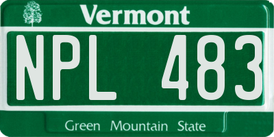 VT license plate NPL483