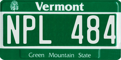 VT license plate NPL484
