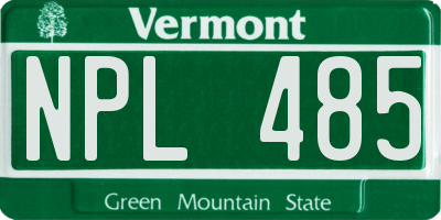 VT license plate NPL485