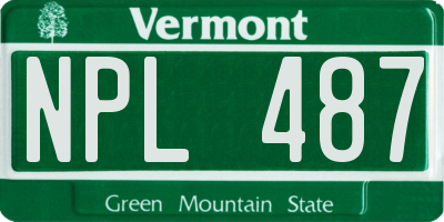 VT license plate NPL487