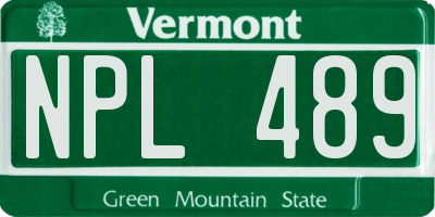 VT license plate NPL489