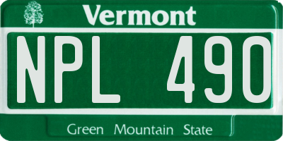VT license plate NPL490
