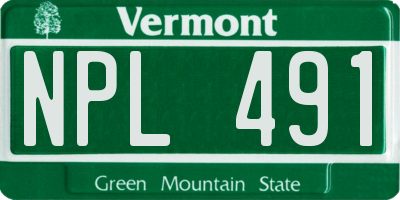 VT license plate NPL491