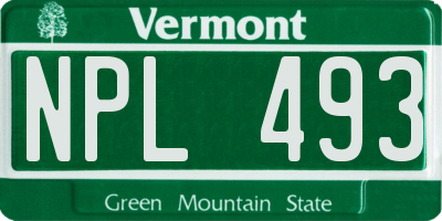 VT license plate NPL493