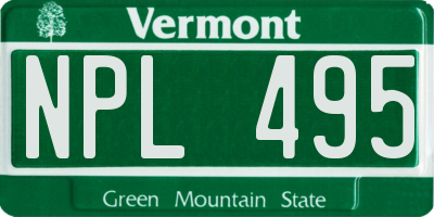 VT license plate NPL495