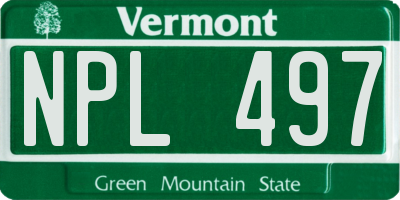 VT license plate NPL497