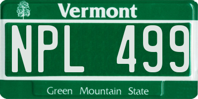 VT license plate NPL499
