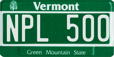 VT license plate NPL500