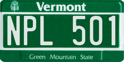 VT license plate NPL501