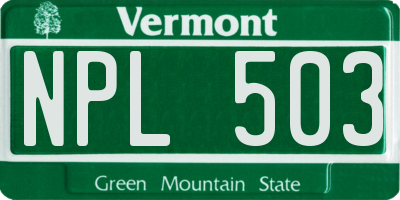 VT license plate NPL503