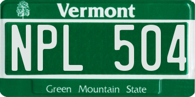 VT license plate NPL504
