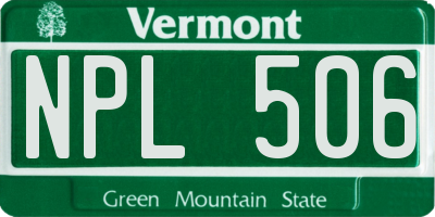 VT license plate NPL506