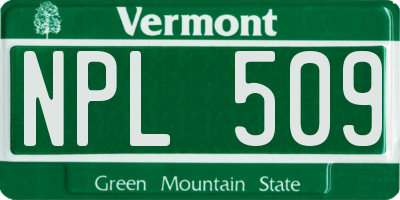 VT license plate NPL509