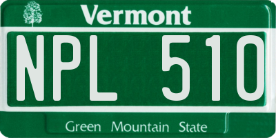 VT license plate NPL510