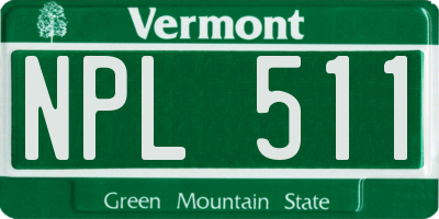 VT license plate NPL511
