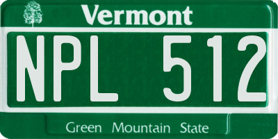 VT license plate NPL512
