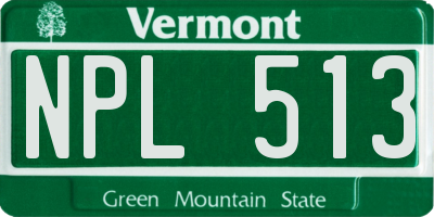 VT license plate NPL513
