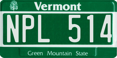VT license plate NPL514