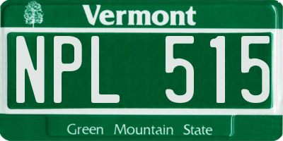 VT license plate NPL515