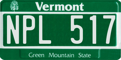 VT license plate NPL517