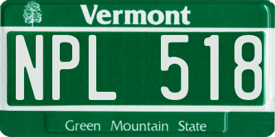 VT license plate NPL518