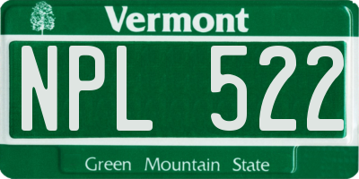 VT license plate NPL522